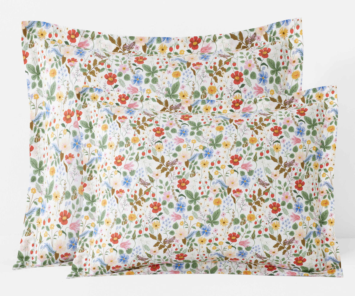 Percale Sham - Strawberry Fields White