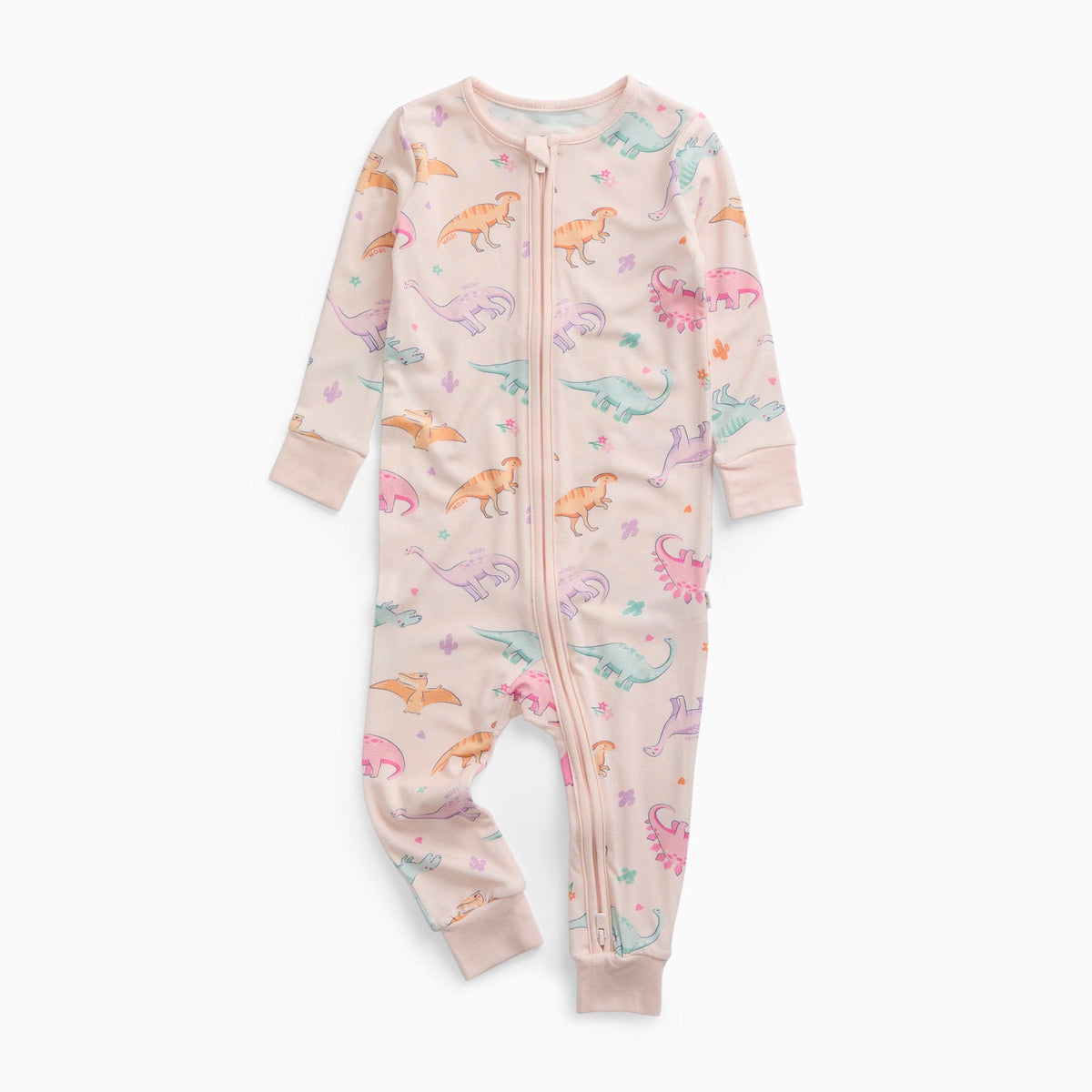 Dinosaur Nights Clever Zip Sleepsuit - Pink