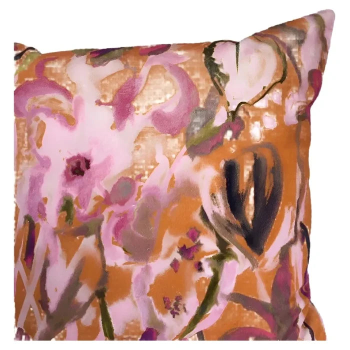 Abstract Floral Orange Pillow - 20x20