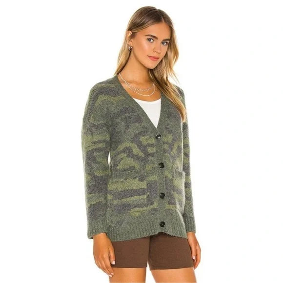 Rails Runi Green Camo Alpaca Wool Blend Cardigan