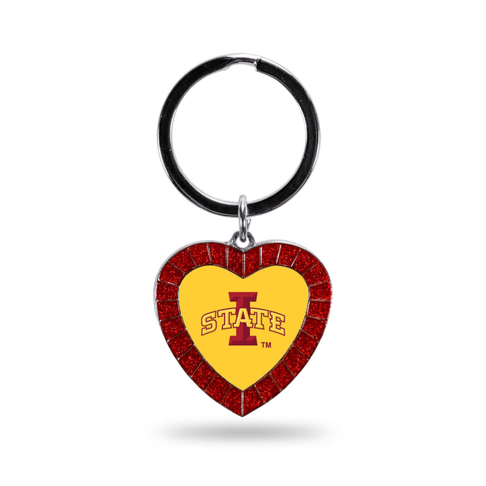 Iowa State Keychain Bedazzled Heart