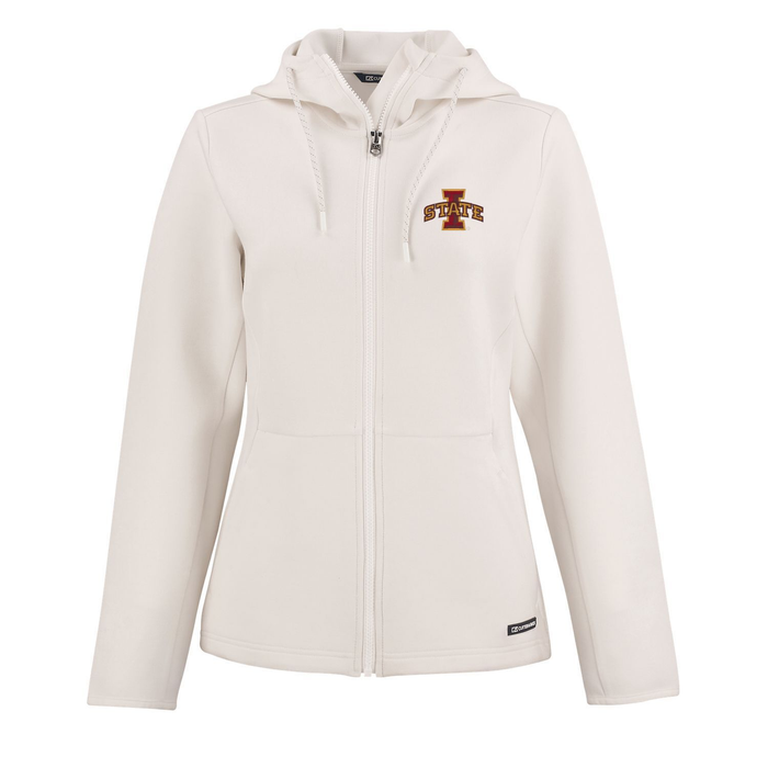 ISU Cyclones Women's Jacket Cutter & Buck White Full-Zip Hoodie