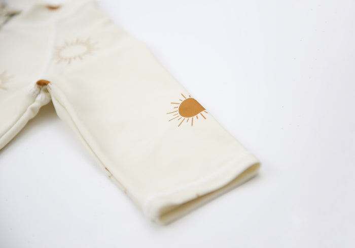 Close‑up of stretchy quick‑dry fabric – Sun Rays Shell baby jumpsuit