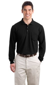Port Authority Men's Long Sleeve Silk Touch Polo w/ Pocket. K500LSP.