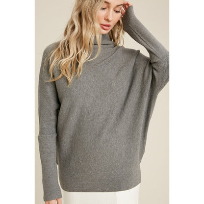 BLUIVY - SLOUCH NECK DOLMAN PULLOVER | DARK GREY