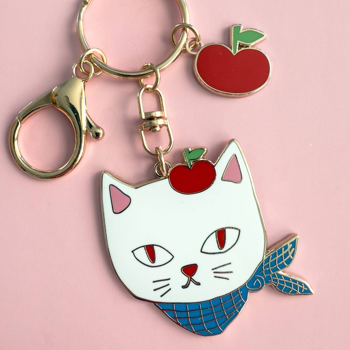 Apple Cat keychain Charm