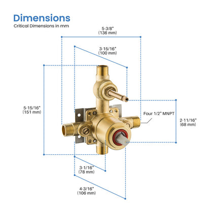 2 Function Pressure Balance Shower System Rough-in Valve with Cartridge - SV1-2