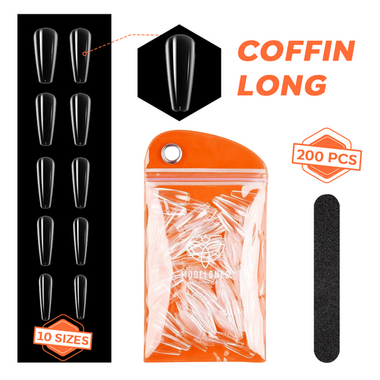 200Pcs Clear Coffin Full Cover Nail Tips Nail Tip MODELONES #