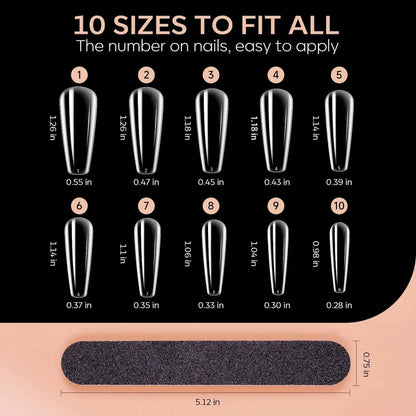 200Pcs Clear Coffin Full Cover Nail Tips Nail Tip MODELONES #