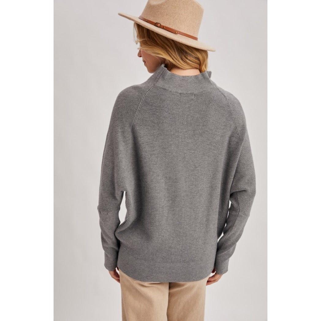 BLUIVY - SLOUCH NECK DOLMAN PULLOVER | DARK GREY