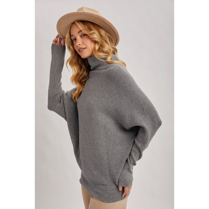 BLUIVY - SLOUCH NECK DOLMAN PULLOVER | DARK GREY