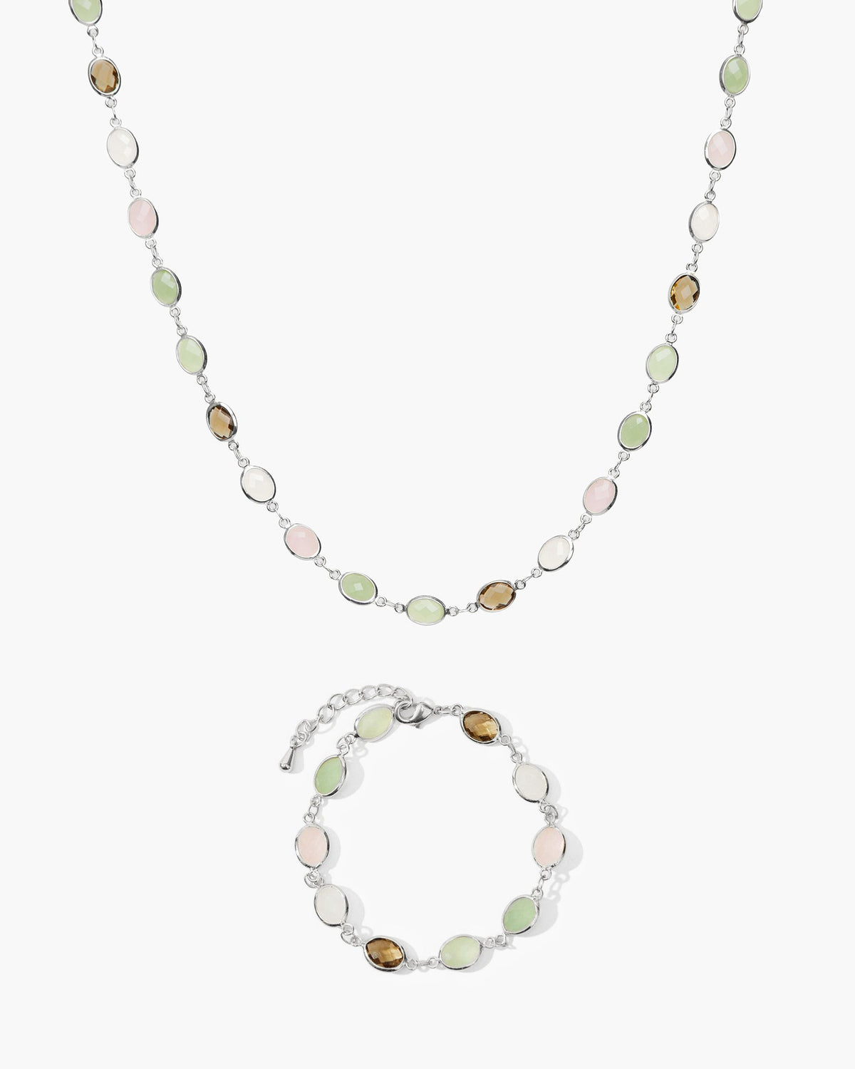 Whimsical Romance Stone Necklace in Silver