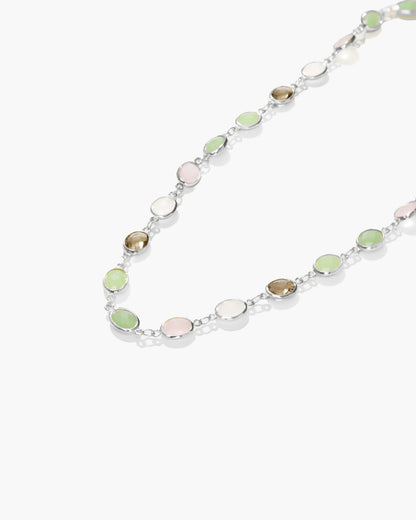 Whimsical Romance Stone Necklace in Silver