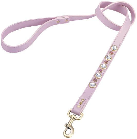 Dosha Dog - Diamond Dog Collar/Leash - Pink, Rhinestones, Pink Cat Eye