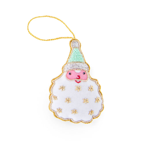 Cotton Candy Santa Ornament