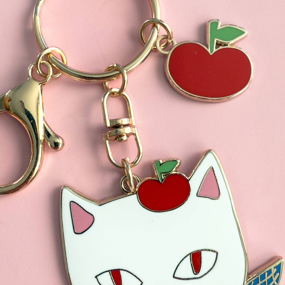 Apple Cat keychain Charm