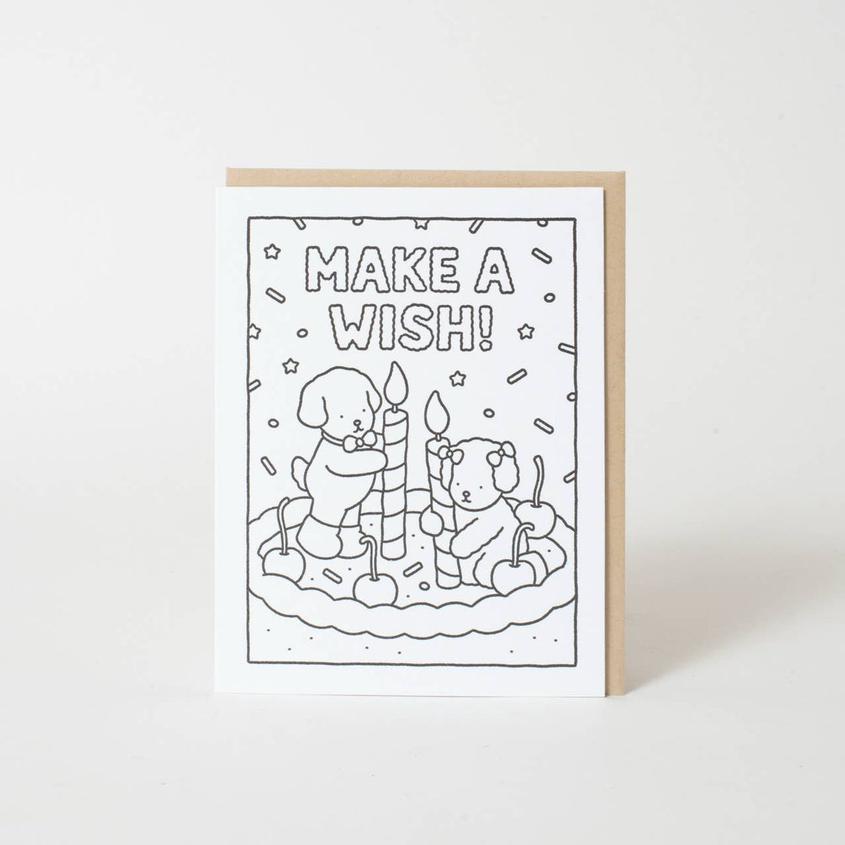 Birthday Wish Puppies DIY Coloring Card by Bobbie Goods