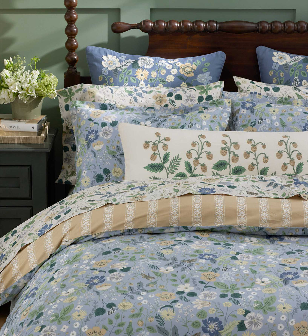 Percale Duvet Cover - Strawberry Fields Slate