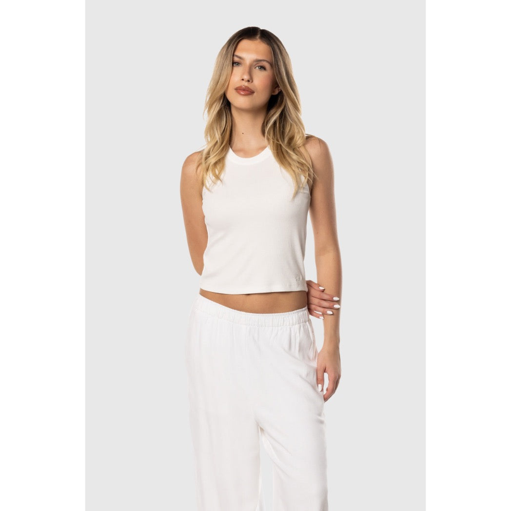 TEAMLTD - RIBBED CROP TANK | WHITE