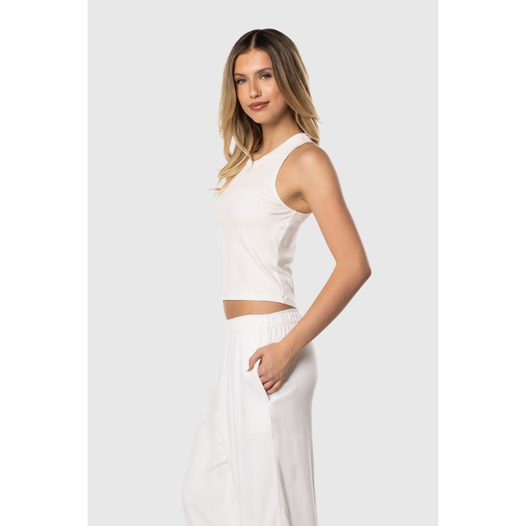 TEAMLTD - RIBBED CROP TANK | WHITE