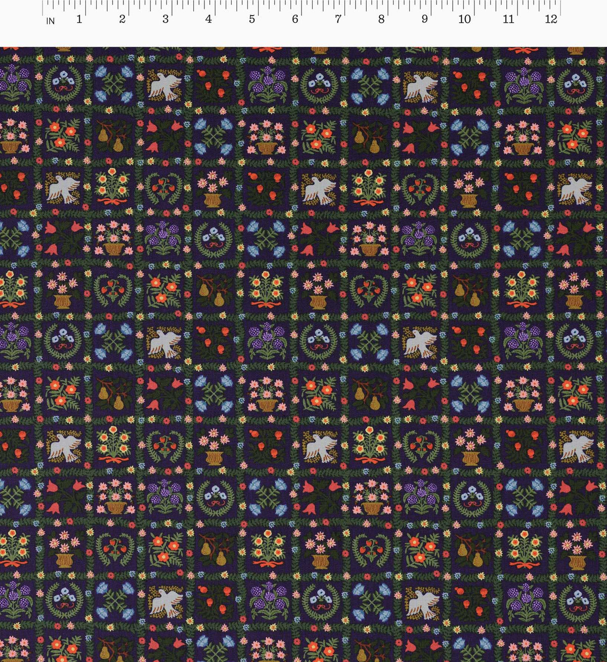 Helena Cotton Fabric - Navy