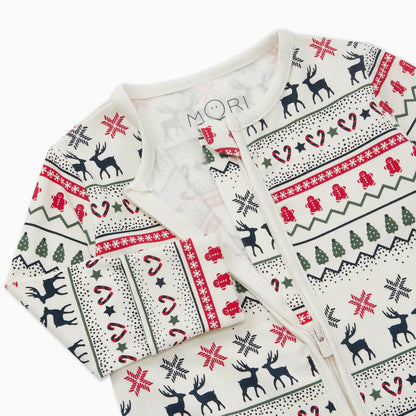 Fair Isle Print Clever Zip Sleepsuit