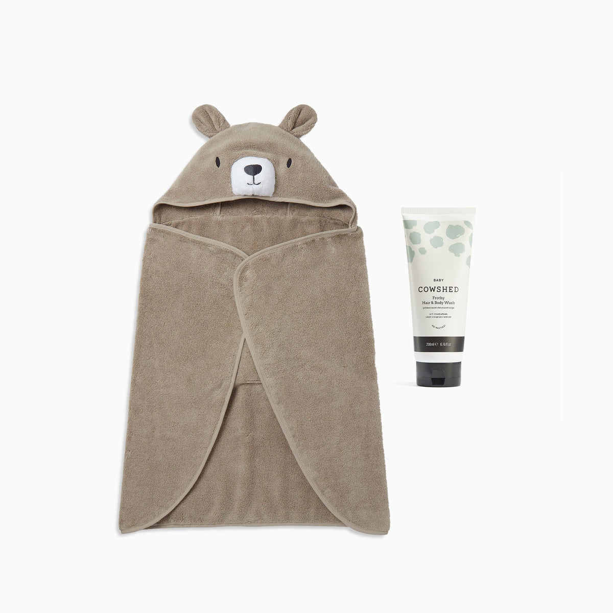 Cowshed Baby Body Wash & MORI Bear Hooded Towel Set