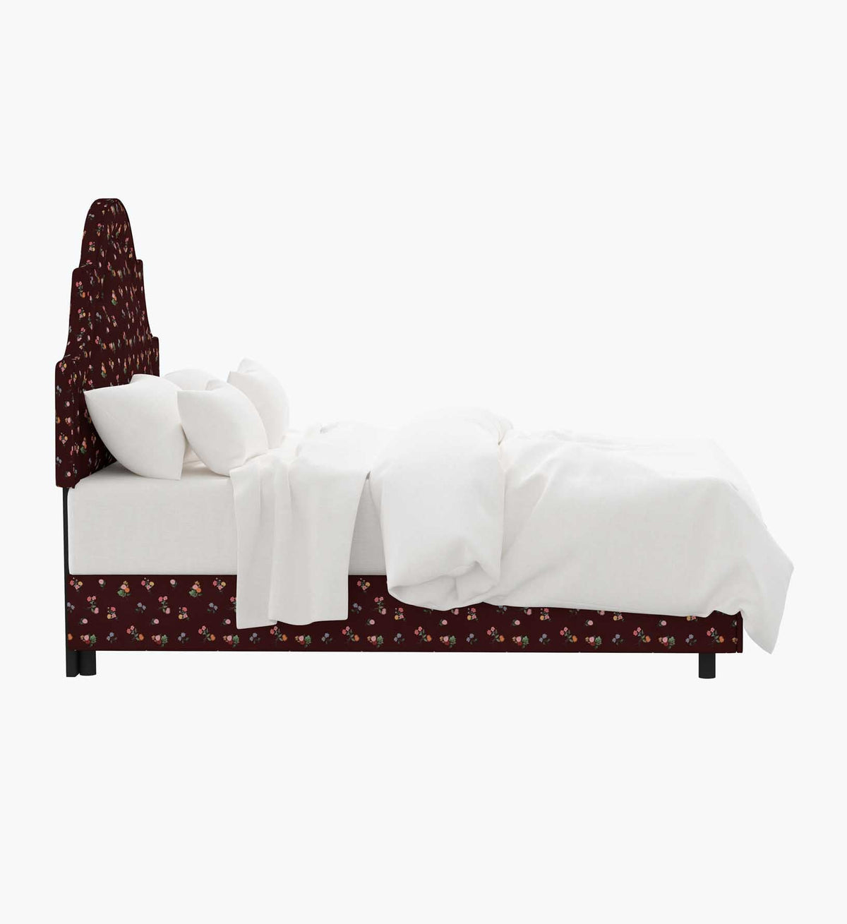 Marion Bed - Ditsy Dahlia Burgundy