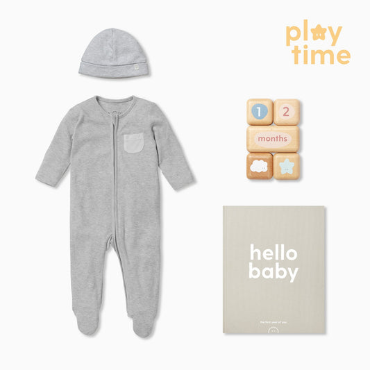 Baby Milestone & Clever Zip Sleepsuit Gift Set
