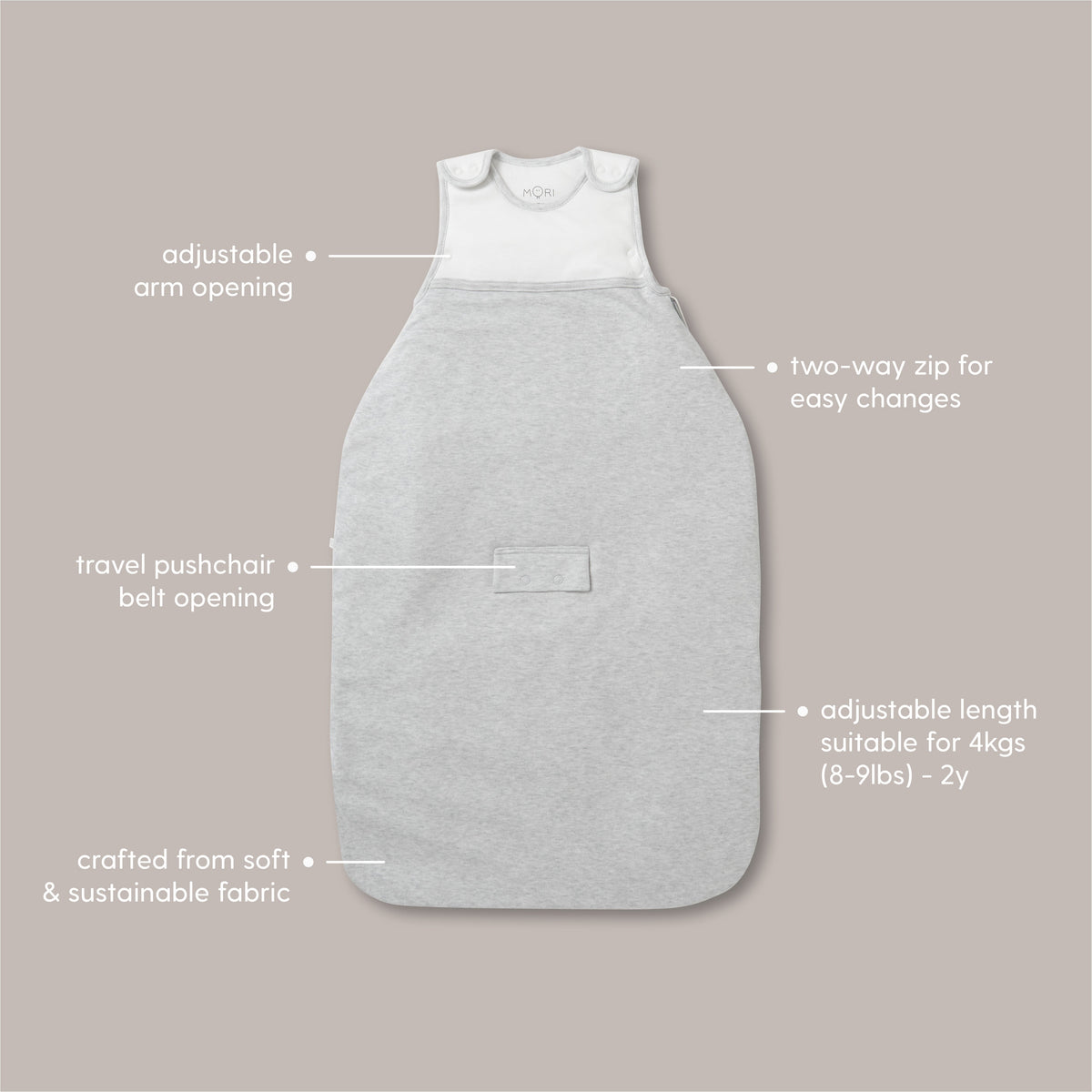 Clever Winter Sleeping Bag 2.5 TOG - Grey Stripe