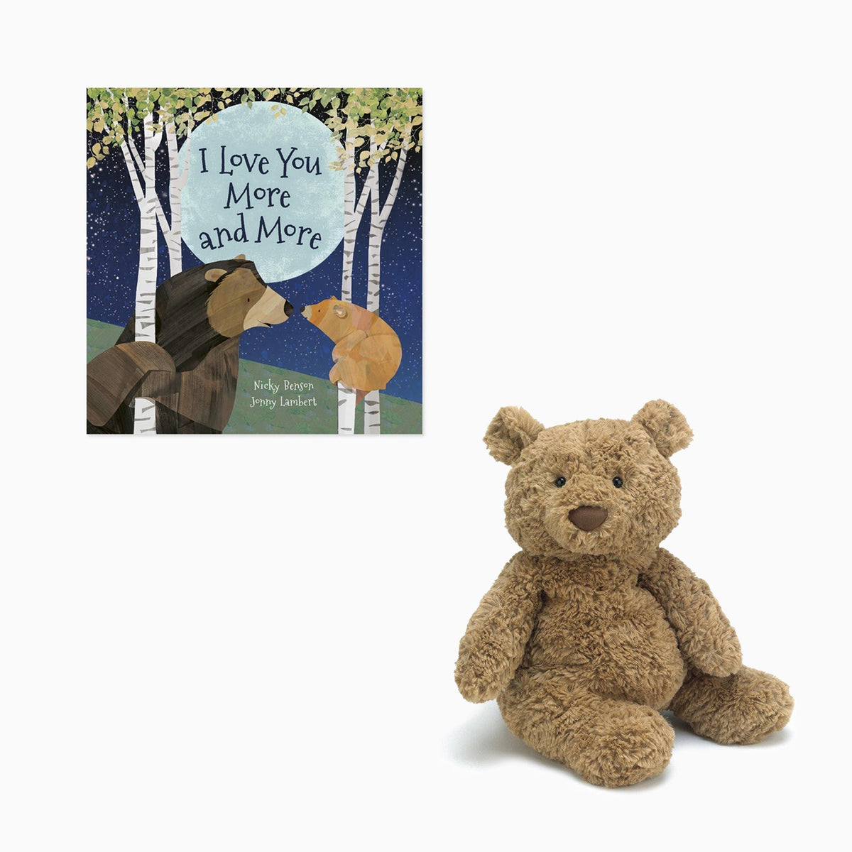 Jellycat Bartholomew Bear & I Love You More and More Board Book