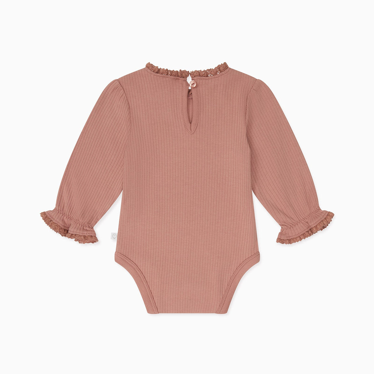 Frilled Ribbed Bodysuit - Rose