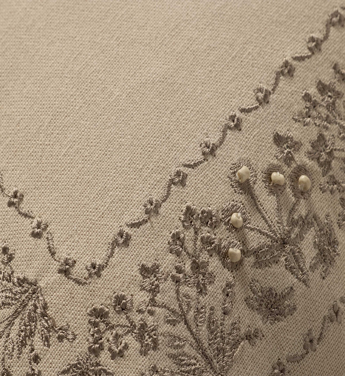 Estee Border Embroidered Pillow - Cream