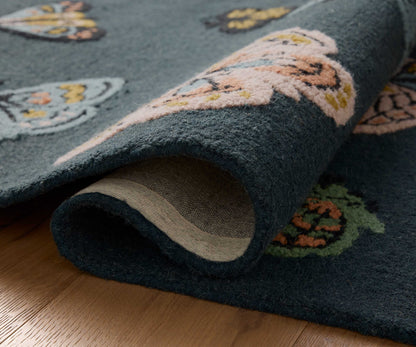 Highgrove Butterfly House Wool Hooked Rug - Charcoal