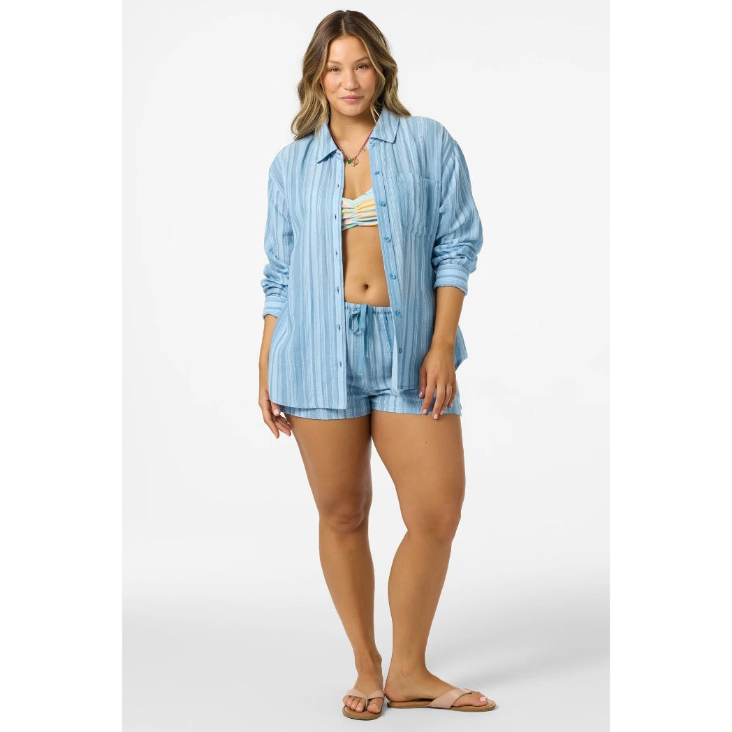 ONEILL - LENI WAVES STRIPE RELAXED LONG SLEEVE TOP | Chambray Blue