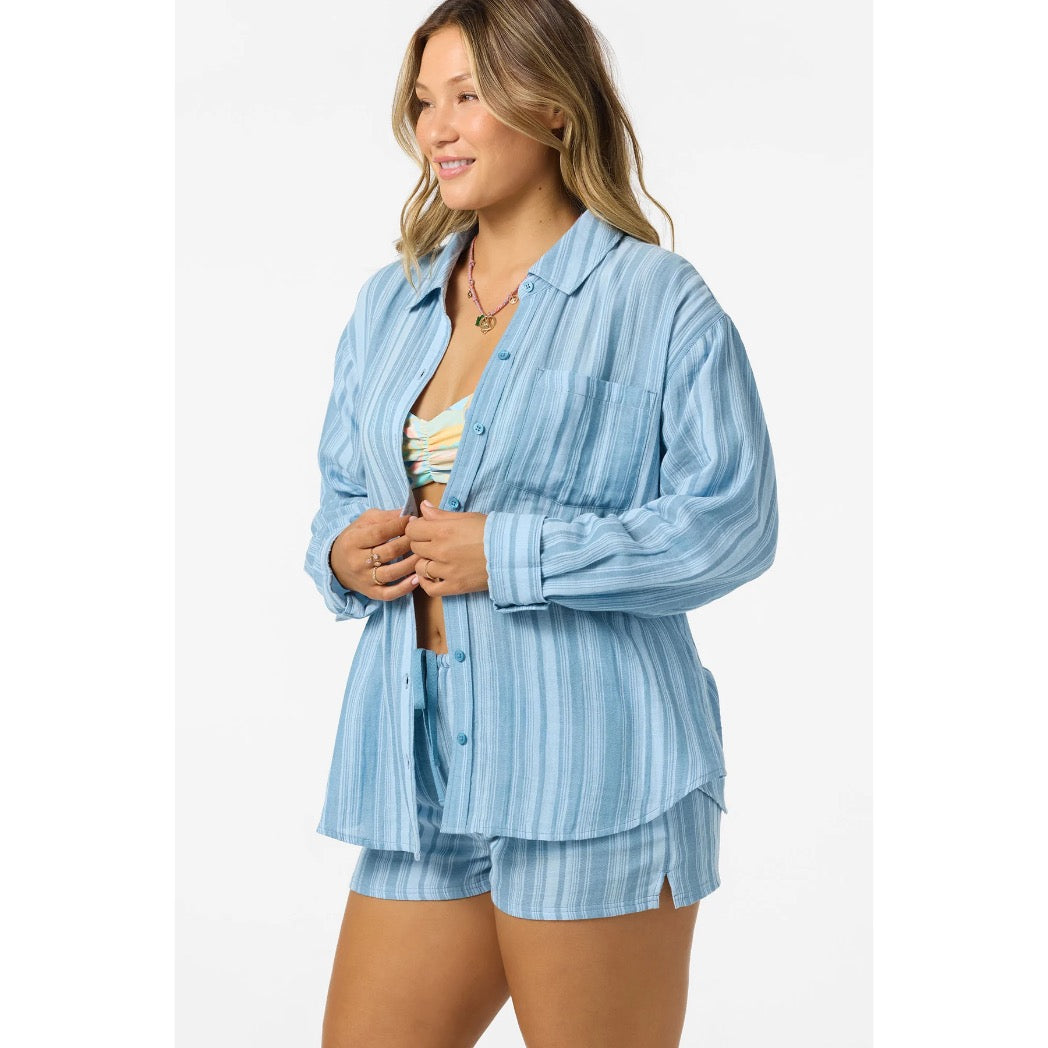 ONEILL - LENI WAVES STRIPE RELAXED LONG SLEEVE TOP | Chambray Blue