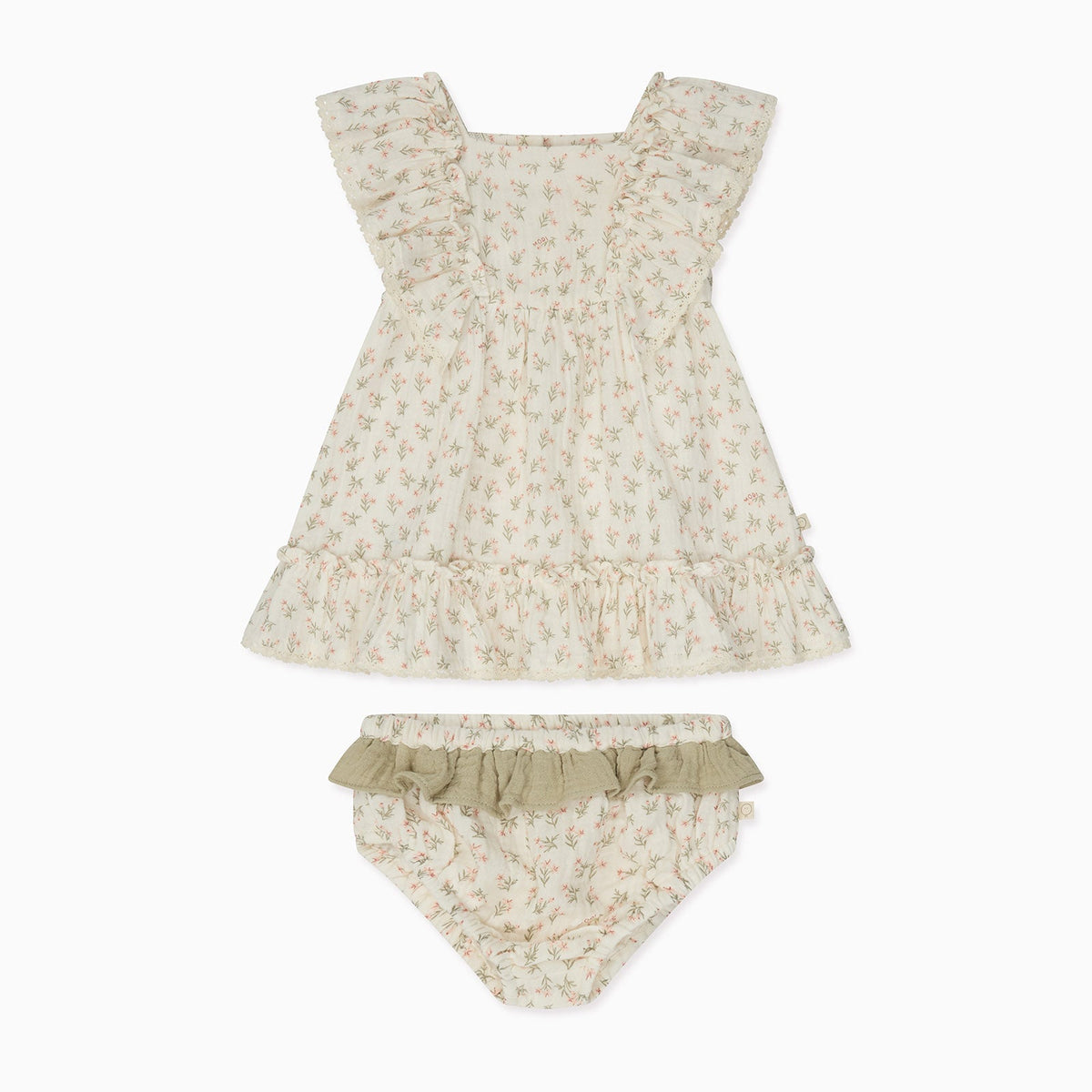 Floral Muslin Frilled Dress (& Knickers)