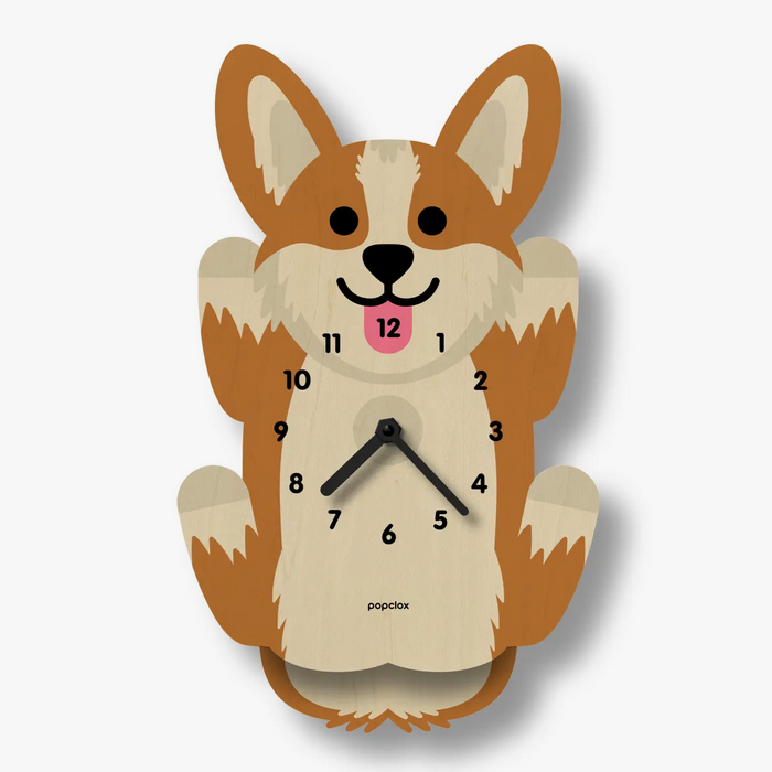 Corgi Pendulum Clock -wood