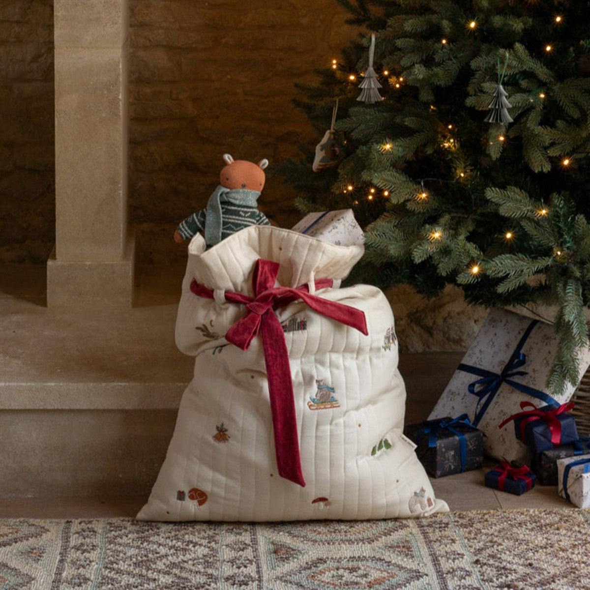 Avery Row Christmas Present Sack - Bear Cub
