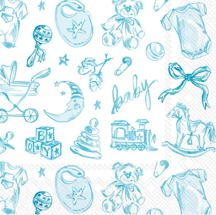Baby Toile Blue Cocktail Napkins