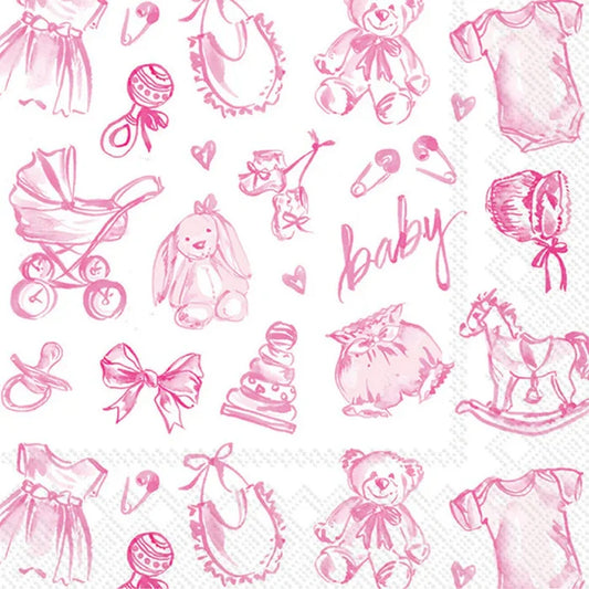Baby Toile Pink Cocktail Napkins