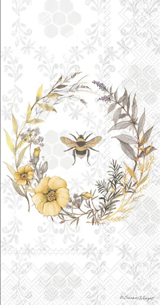 Bee Wildflower Wreath Guest Towels