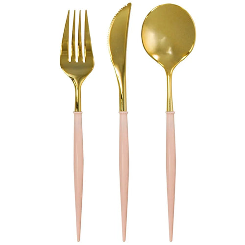 Bella Blush and Gold Flatware Set of 24 Pieces