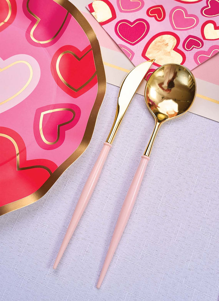 Bella Blush and Gold Flatware Set of 24 Pieces