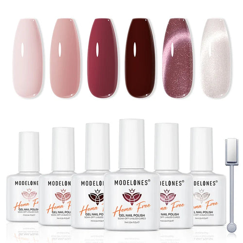Blush Merlot Gel Polish Set MODELONES #blush merlot