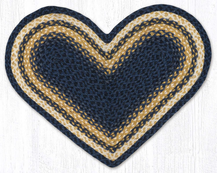 C-079 Light Blue, Dark Blue and Mustard Braided Rug