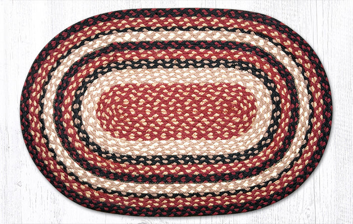 C-344 Burgundy, Black and Tan Braided Rug
