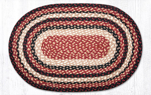 C-344 Burgundy, Black and Tan Braided Rug