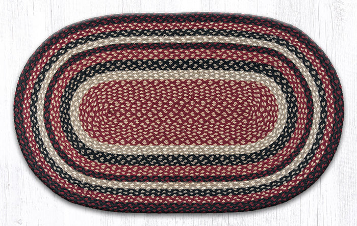 C-344 Burgundy, Black and Tan Braided Rug