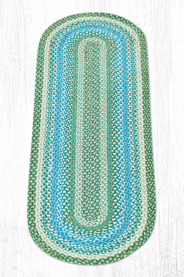 C-419 Sage, Ivory and Settlers Blue Braided Rug